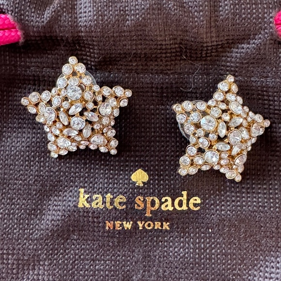 Pave Star Gold Pierced Earrings - Picture 1 of 6